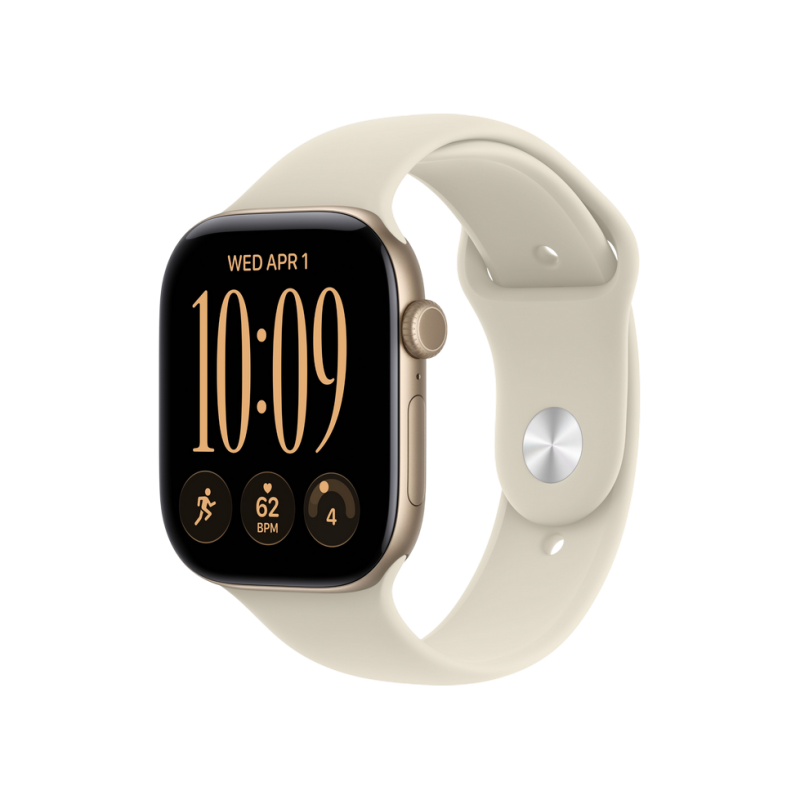 Apple Watch Series 12 GPS, 46mm Light Gold Aluminium Case with Sand Sport Band - M/L MJEP4