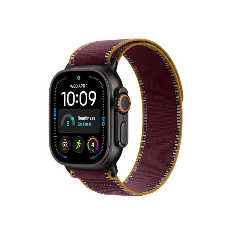 Apple Watch Ultra 4 GPS + Cellular, 49mm Black Titanium Case with Burgundy Trail Loop - M/L MJC44