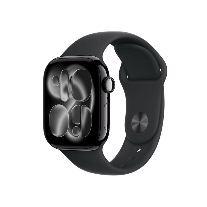 Apple Watch Series 11 GPS, 42mm Jet Black Aluminium Case with Black Sport Band - S/M, MEQT4