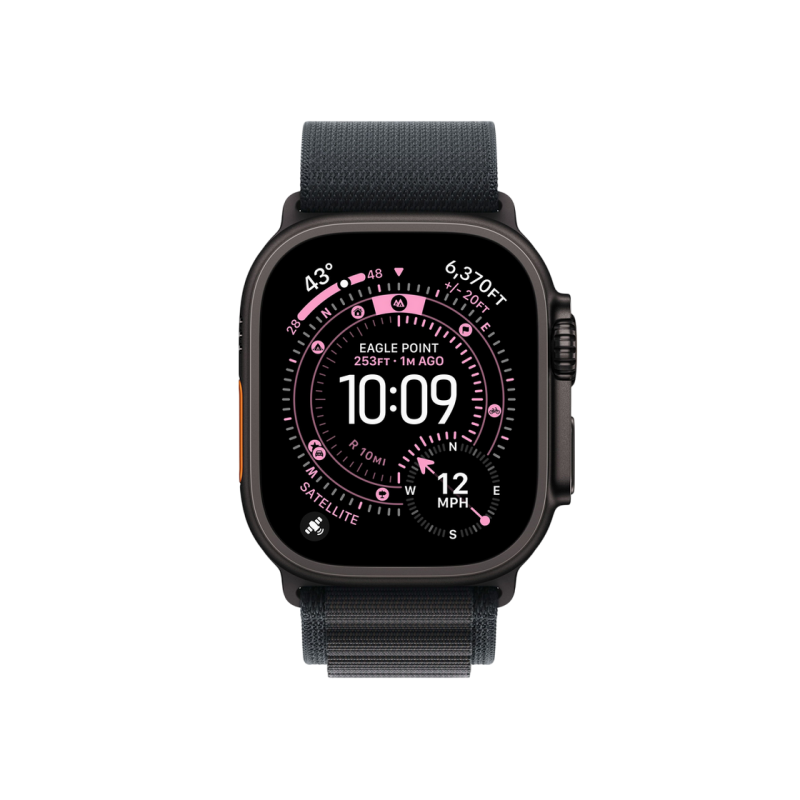 Apple Watch Ultra 3 GPS + Cellular, 49mm Black Titanium Case with Black Alpine Loop - Medium, MF0V4
