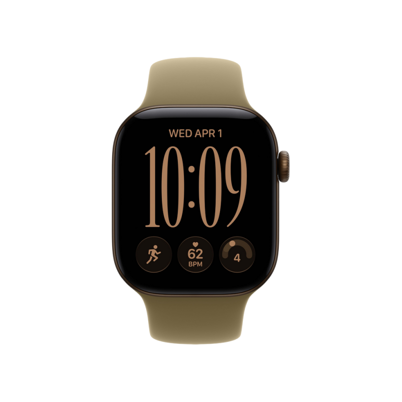 Apple Watch Series 12 GPS, 42mm Dark Bronze Aluminium Case with Olive Sport Band - M/L MJEG4
