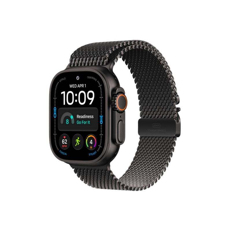 Apple Watch Ultra 4 GPS + Cellular, 49mm Black Titanium Case with Black Titanium Milanese Loop - M MJAV4