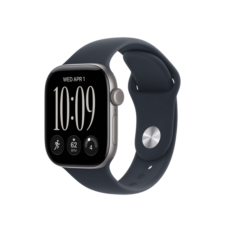 Apple Watch Series 12 GPS, 42mm Space Grey Aluminium Case with Navy Blue Sport Band - M/L MJE94