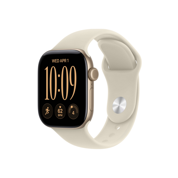Apple Watch Series 12 GPS, 42mm Light Gold Aluminium Case with Sand Sport Band - S/M MJED4