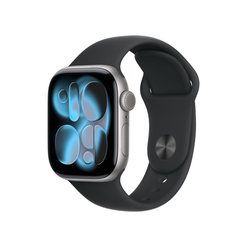 Apple Watch Series 11 GPS, 42mm Space Gray Aluminium Case with Black Sport Band - S/M, MEQW4