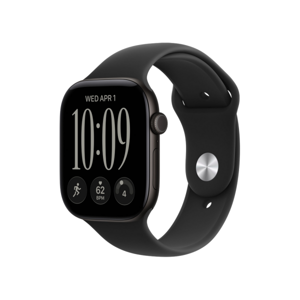Apple Watch Series 12 GPS, 46mm Black Aluminium Case with Black Sport Band - S/M MJEK4