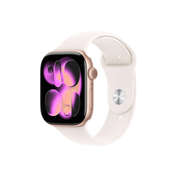 Smartwatch Apple Watch Series 11 GPS, 46mm Rose Gold Aluminium Case with Light Blush Sport Band - S/M, MEV64