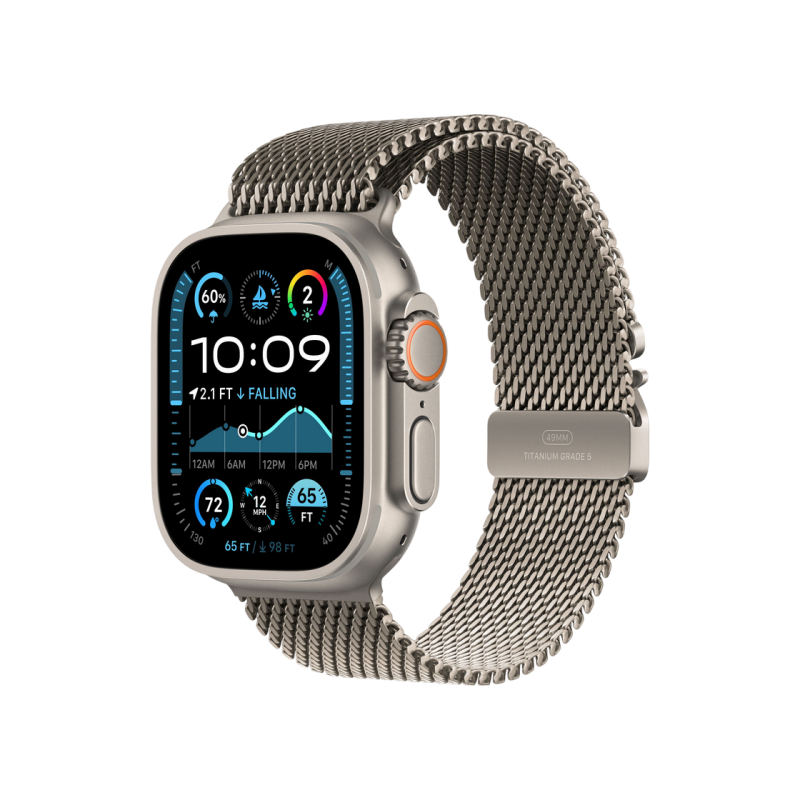 Apple Watch Ultra 2 GPS + Cellular, корпус 49 мм из натурального титана с миланским браслетом из натурального титана — средний размер, MX5R3