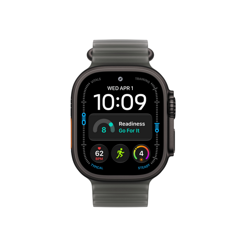 Apple Watch Ultra 4 GPS + Cellular, 49mm Black Titanium Case with Translucent Black Ocean Band MJAY4