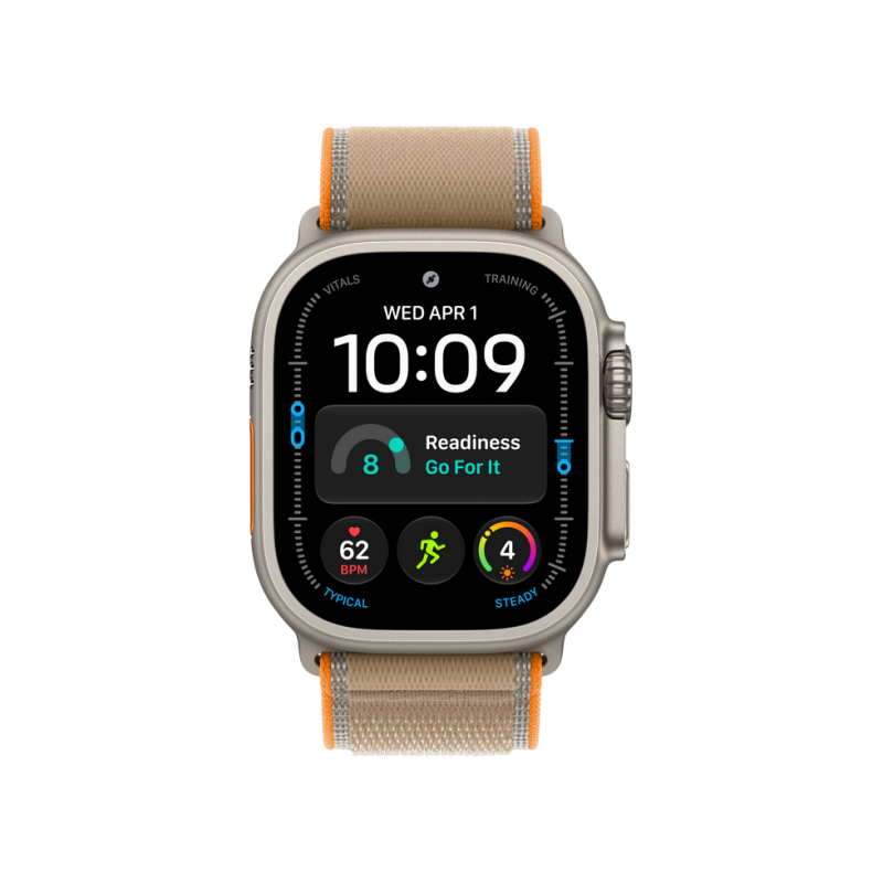Apple Watch Ultra 4 GPS + Cellular, 49mm Natural Titanium Case with Sand Trail Loop - S/M MJAJ4