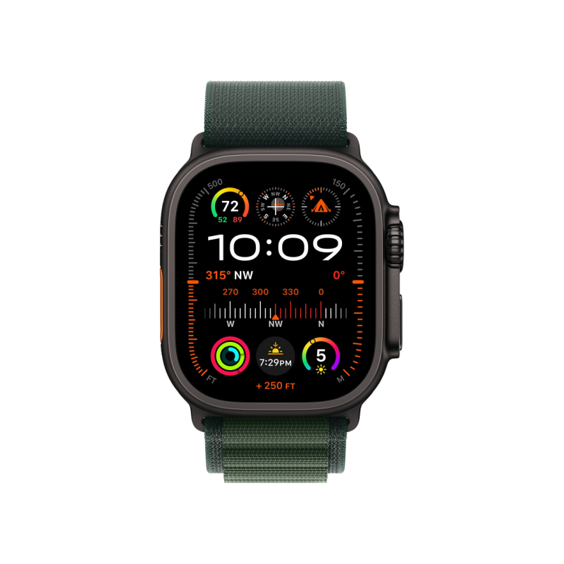 Умные часы Apple Watch Ultra 2 GPS + Cellular, 49mm Black, Titanium Case with Dark Green Alpine Loop - Medium, MX4R3