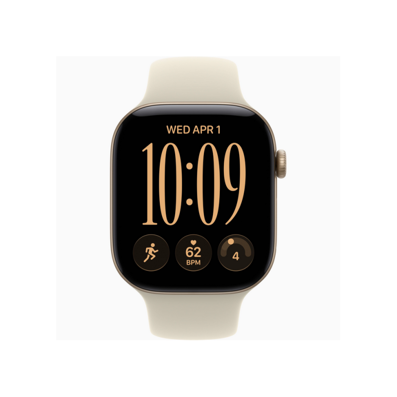 Apple Watch Series 12 GPS, 46mm Light Gold Aluminium Case with Sand Sport Band - S/M MJEN4