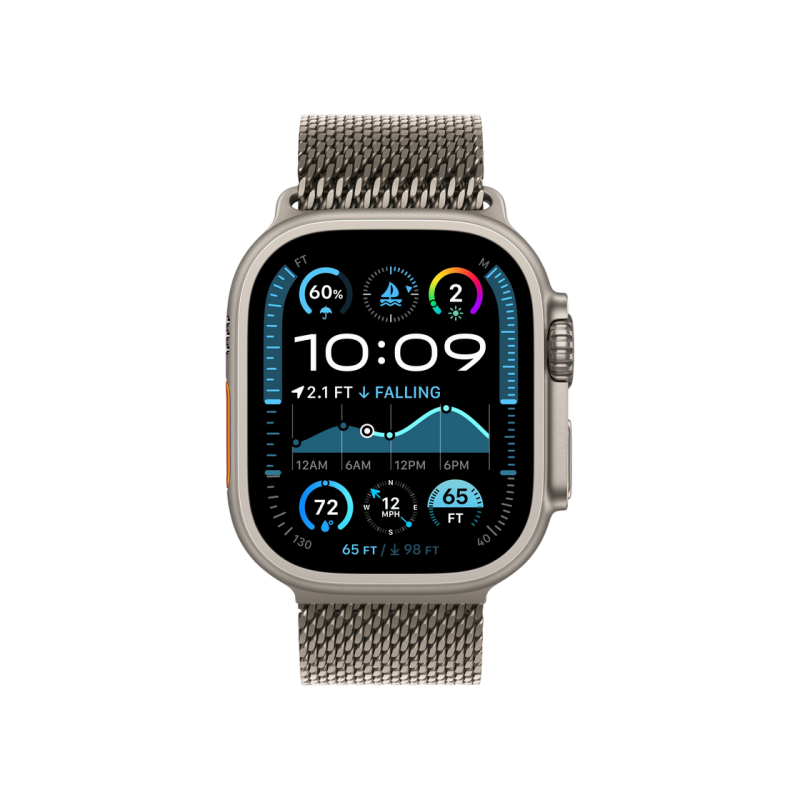 Apple Watch Ultra 2 GPS + Cellular, корпус 49 мм из натурального титана с миланским браслетом из натурального титана — средний размер, MX5R3