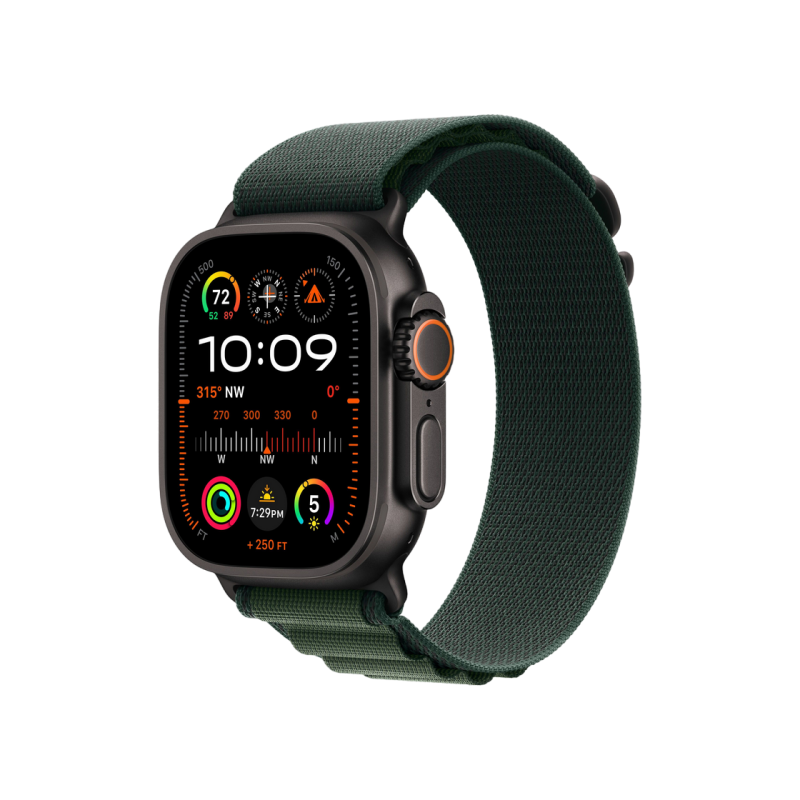 Умные часы Apple Watch Ultra 2 GPS + Cellular, 49mm Black, Titanium Case with Dark Green Alpine Loop - Medium, MX4R3