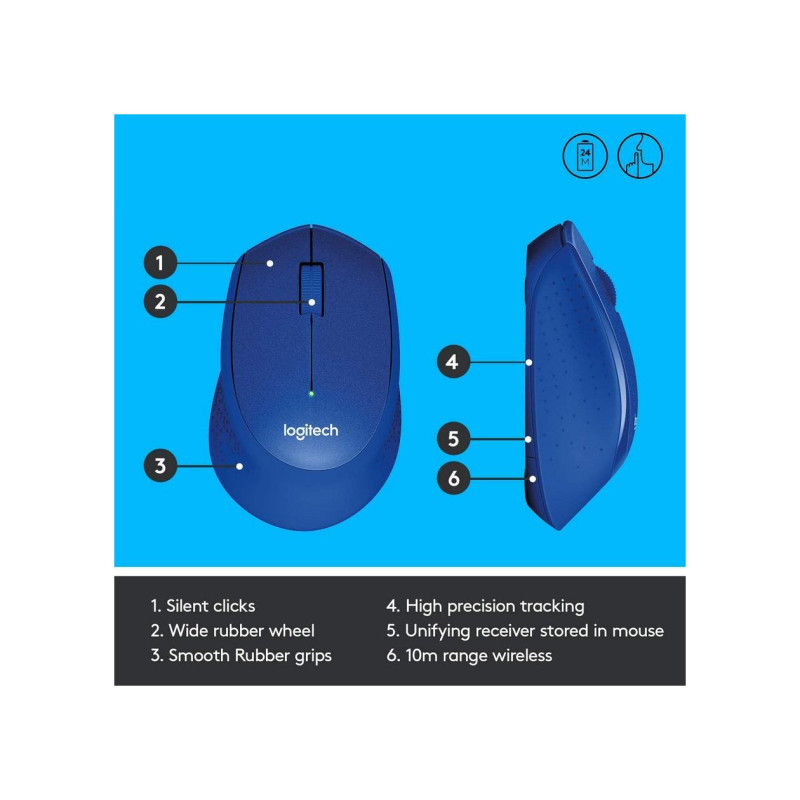 Мышь Logitech M330 Silent Plus, Blue