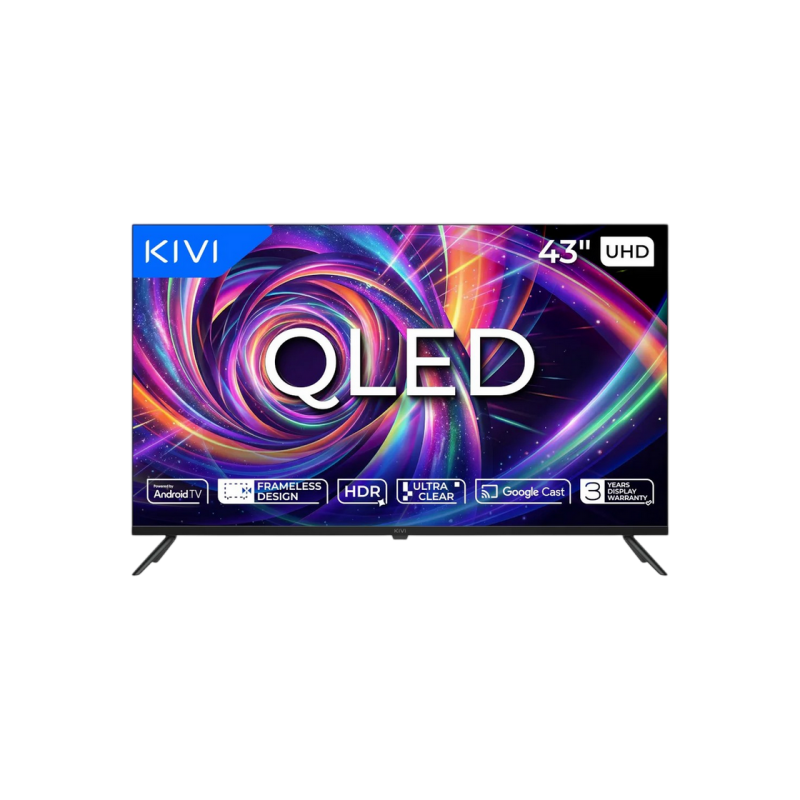 43" LED SMART TV KIVI 43U7000MB, QLED, 4K UHD, Android TV, Black