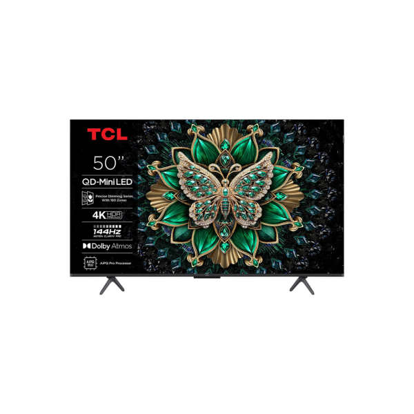 50" LED SMART TV TCL 50C61K, Quantum Dot MiniLED, 4K UHD, Google TV, Black