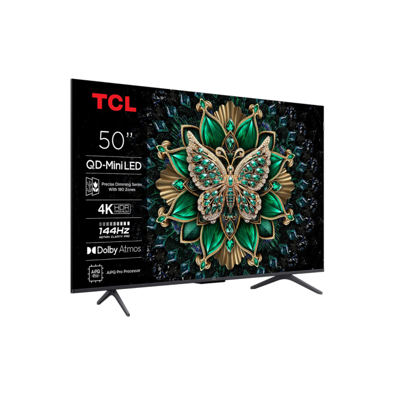 50" LED SMART TV TCL 50C61K, Quantum Dot MiniLED, 4K UHD, Google TV, Black