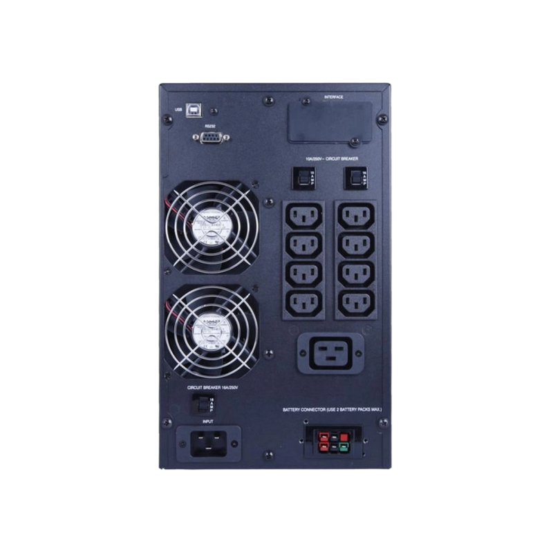 ИБП PowerCom MAC-3000, Tower, 3000 ВА/3000 Вт, Online, ЖК-дисплей, USB, SNMP SLOT, разъем для подключения внешней батареи, 8*C13+1*C19