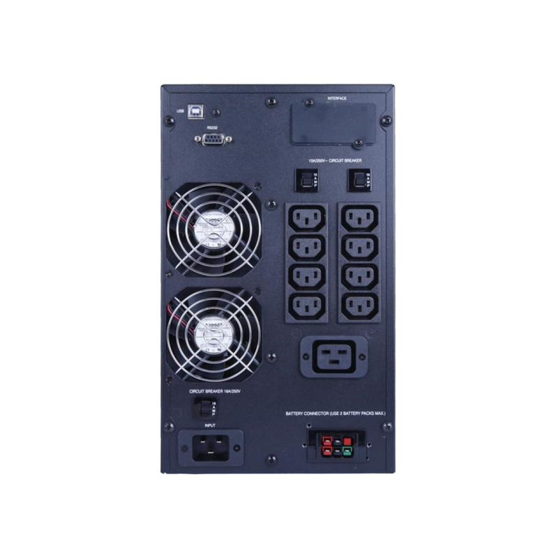 ИБП PowerCom MAC-3000, Tower, 3000 ВА/3000 Вт, Online, ЖК-дисплей, USB, SNMP SLOT, разъем для подключения внешней батареи, 8*C13+1*C19