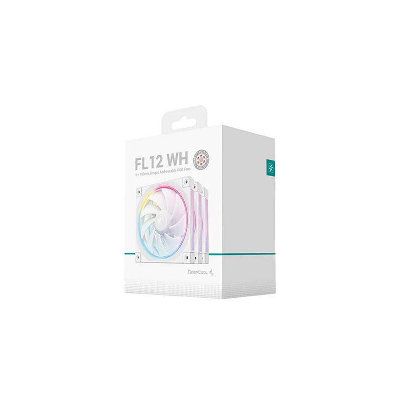 PC Case Fan Deepcool FL12 SE WH 3in1 kit, 120x20x25mm, ≤28.67 dB, 50.74CFM, 400-1900RPM, PWM, ARGB, 4-Pin Fan &