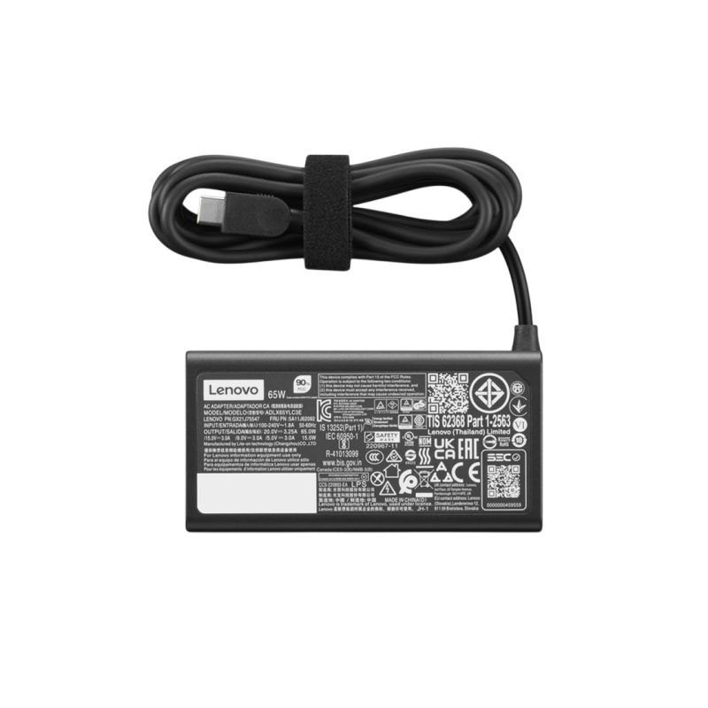 Lenovo USBC 65W AC Adapter G2, (WxDxH): 90x46x26,5 mm, Weight: 310 g, 1 m (power cord); 1,6 m (USB cable), Black