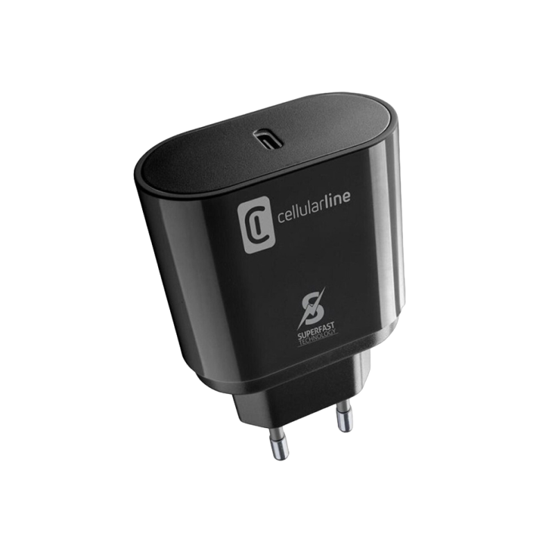 Зарядное устройство Cellularline, Type-C, 25 Вт, черное