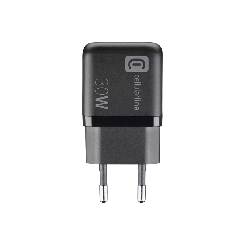 Зарядное устройство GAN Cellularline, 2 порта, PD + USB, 30 Вт, черное