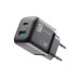 Зарядное устройство GAN Cellularline, 2 порта, PD + USB, 30 Вт, черное