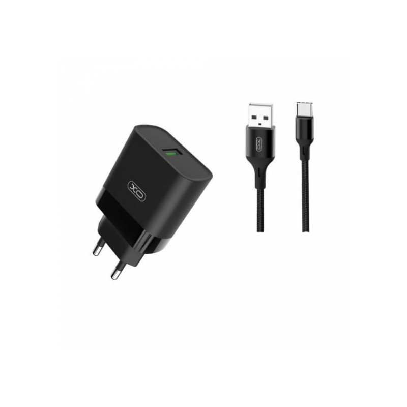 Wall Charger XO + Micro-USB Cable, 1USB, Q.C3.0 15W, L63 Black