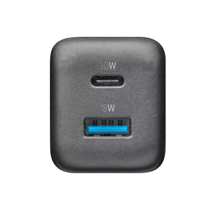 Зарядное устройство GAN Cellularline, 2 порта, PD + USB, 30 Вт, черное