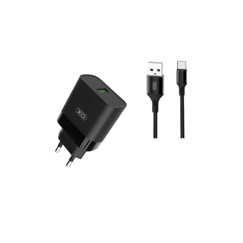 Wall Charger XO + Micro-USB Cable, 1USB, Q.C3.0 15W, L63 Black