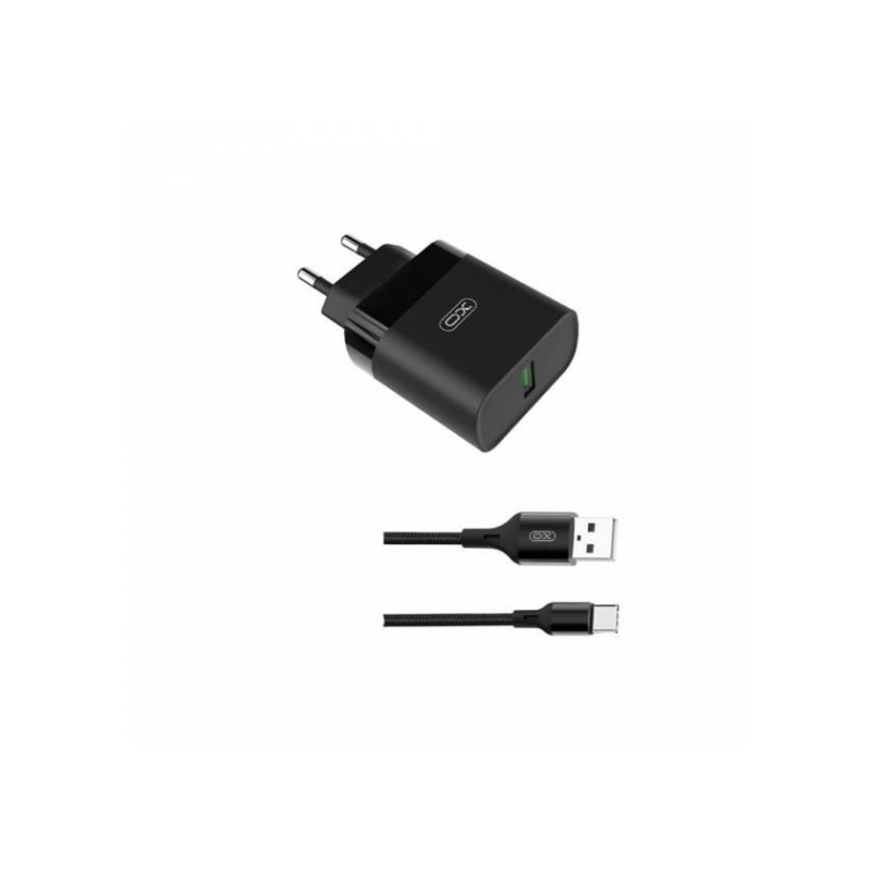 Wall Charger XO + Micro-USB Cable, 1USB, Q.C3.0 15W, L63 Black
