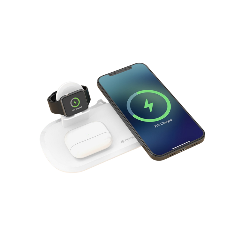 Беспроводное зарядное устройство Devia Smart 3-в-1 15 Вт, белое