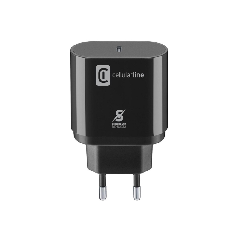 Зарядное устройство Cellularline, Type-C, 25 Вт, черное