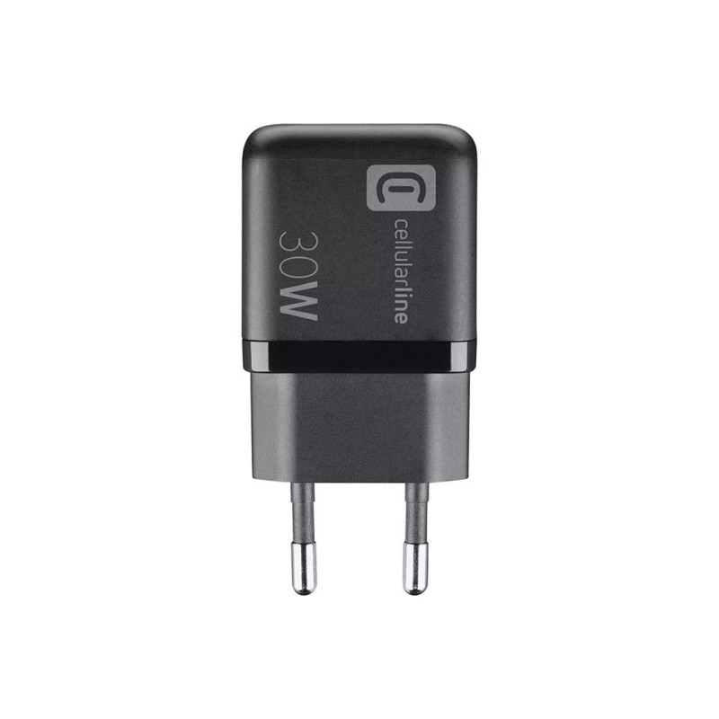 Зарядное устройство GAN Cellularline, 2 порта, PD + USB, 30 Вт, черное