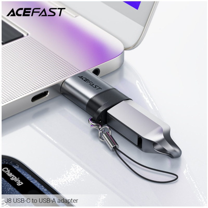 Adapter USB-C to USB-A, Acefast J8, Metal Gray