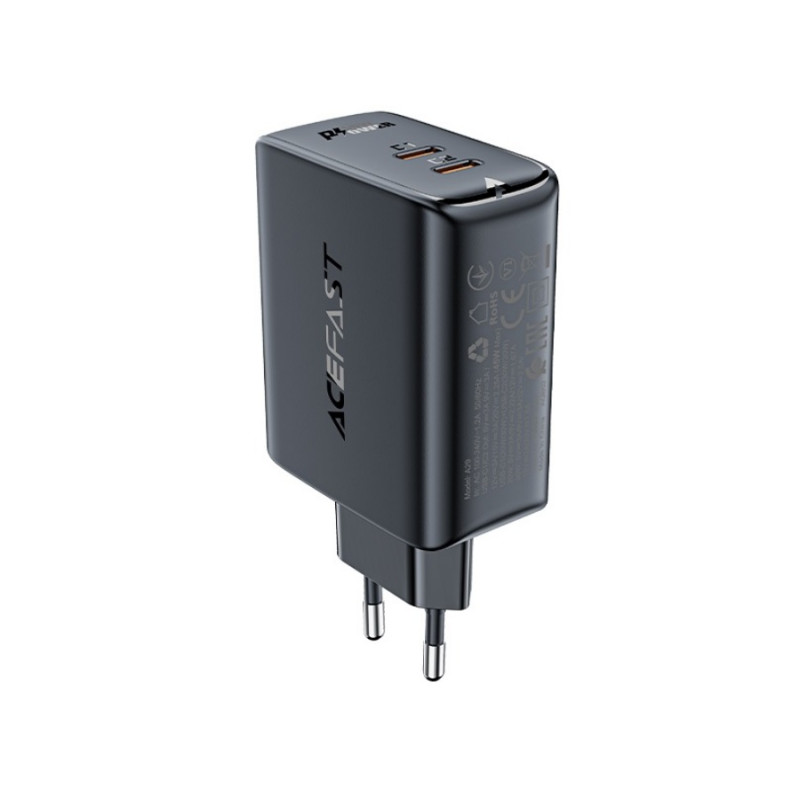 Зарядное устройство Acefast A29 PD50W, GaN (USB-C+USB-C) dual port charger, Black