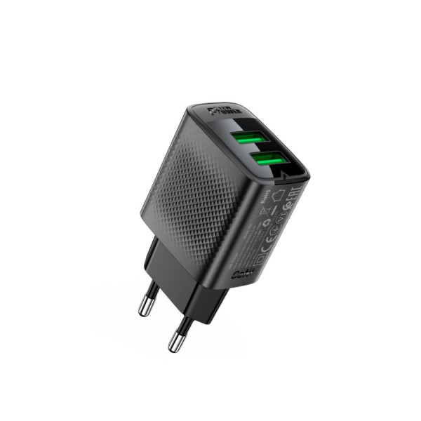 Зарядное устройство Acefast A86 12W, (USB-A+USB-A) dual port charger, Black