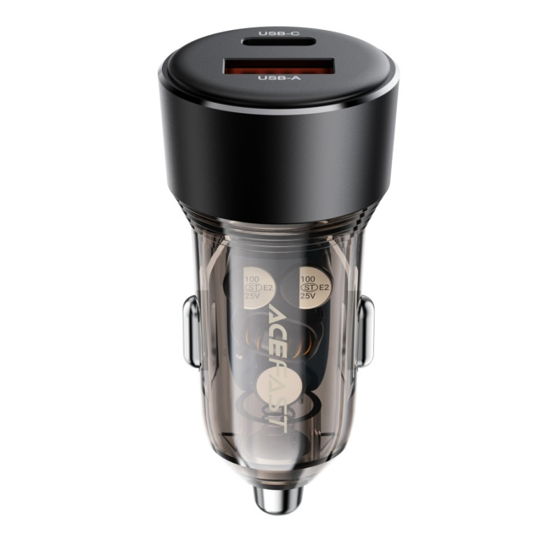 Автомобильное зарядное устройство Acefast B12 60W, (USB-A+USB-C) dual-port car charger, Black