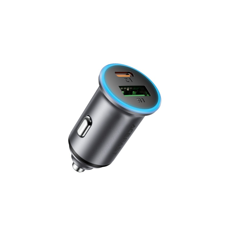 Автомобильное зарядное устройство Acefast B15 65W, (USB-A+USB-C) dual port metal car charger, Metal Gray