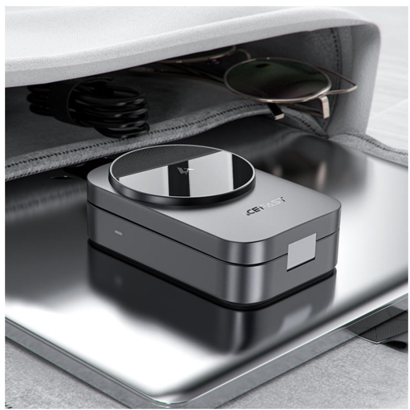 Зарядное устройство Acefast E22, Desktop 3-in-1 Wireless Charging holder, Metal Gray