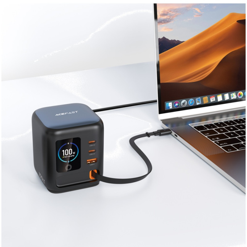 Зарядное устройство Acefast Z10 100W, GaN (2xUSB-C+USB-A) charger, Black