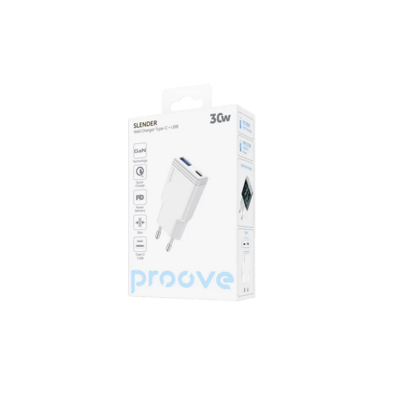 Proove Slender 30W (Type-C + USB), White