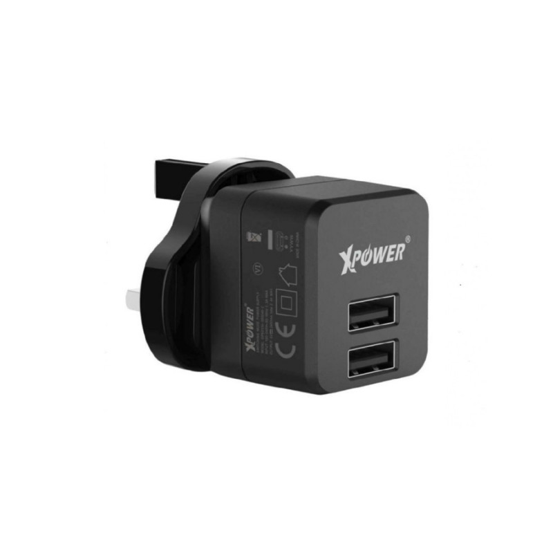 XPower Travel Adapter, 2.4A, 2USB Type-C, Black