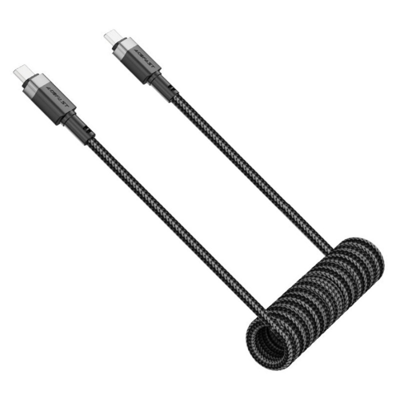 Cablu USB Type-C to Type-C 1.2m, Acefast C14-03, 60W spring charging data cable, Black