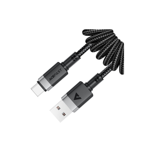 Кабель USB Type-C to USB-A 1.2m, Acefast C14-04, 3A spring charging data cable, Black