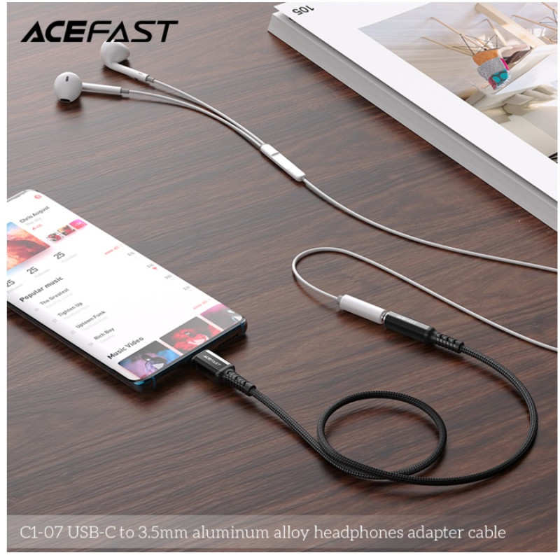 Кабель USB Type-C to 3.5mm, Acefast C1-07, Black