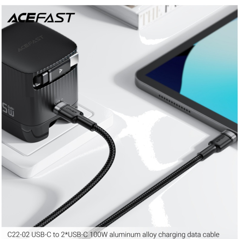 Кабель USB Type-C to Type-C, Acefast C22-02, Black