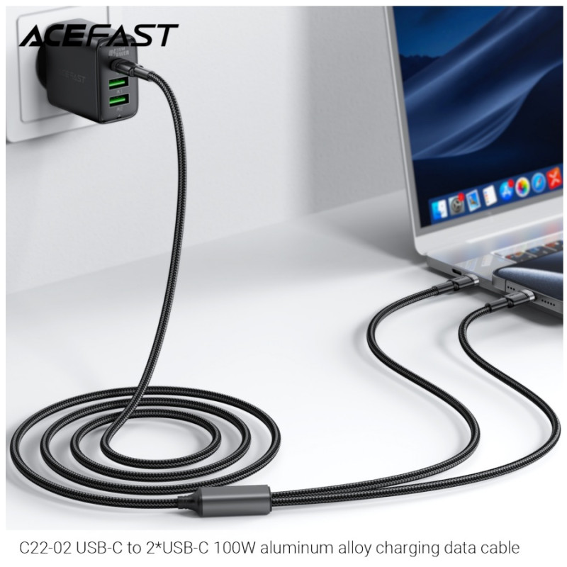 Кабель USB Type-C to Type-C, Acefast C22-02, Black